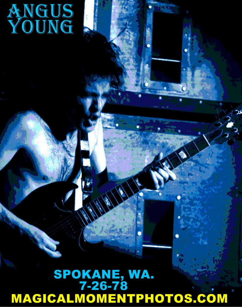 ANGUS YOUNG OF AC-DC AC-DC LIVE IN SPOKANE, WA. 1978.