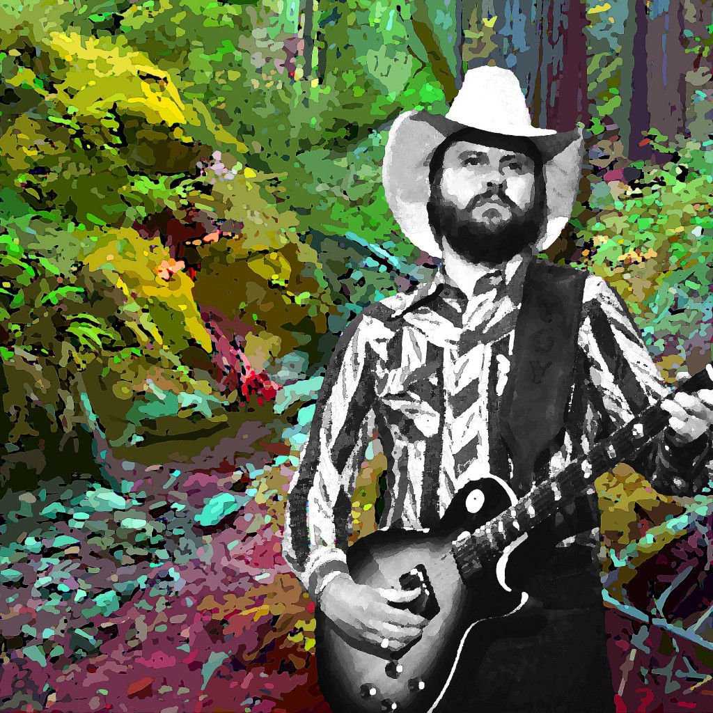 MARSHALL TUCKER BAND- "STOMPIN' ROOM ONLY". TOY CALDWELL JAMMING IN THE WOODS. PHOTO-ART BY BEN UPHAM. MAGICAL MOMENT PHOTOS.